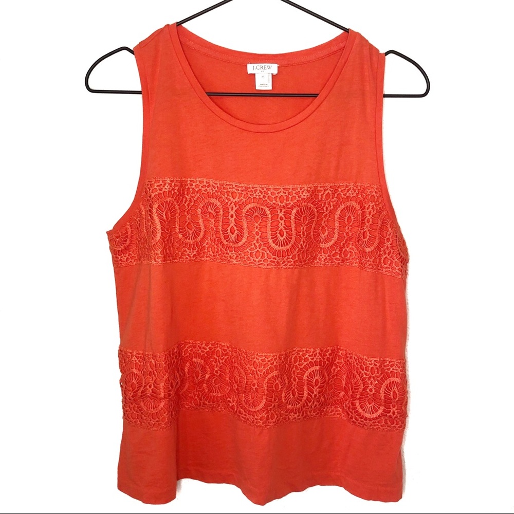 J. Crew Orange Lace Detail Tank Top Size XS